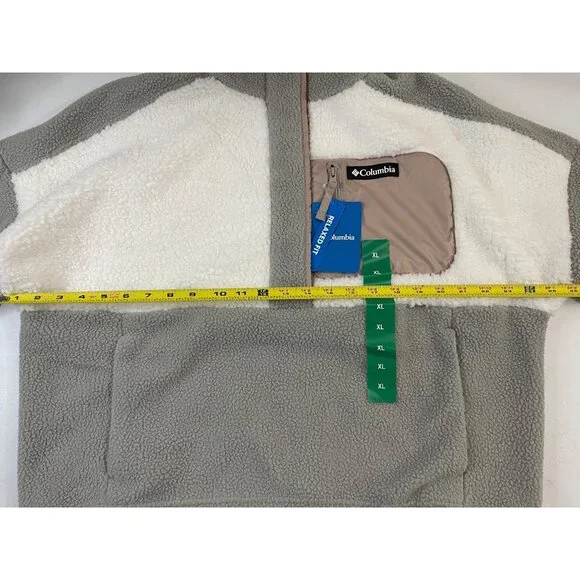 Columbia NWT Women's Long Sleeve Cropped Fleece Pullover, XL, Gray/White - Picture 14 of 16